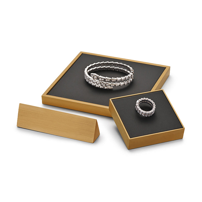 Dark Gray Golden Metal Jewelry Showcase Display Set JS078