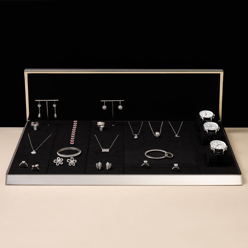 Black Microfiber Beveled Jewelry Display Set TT15001
