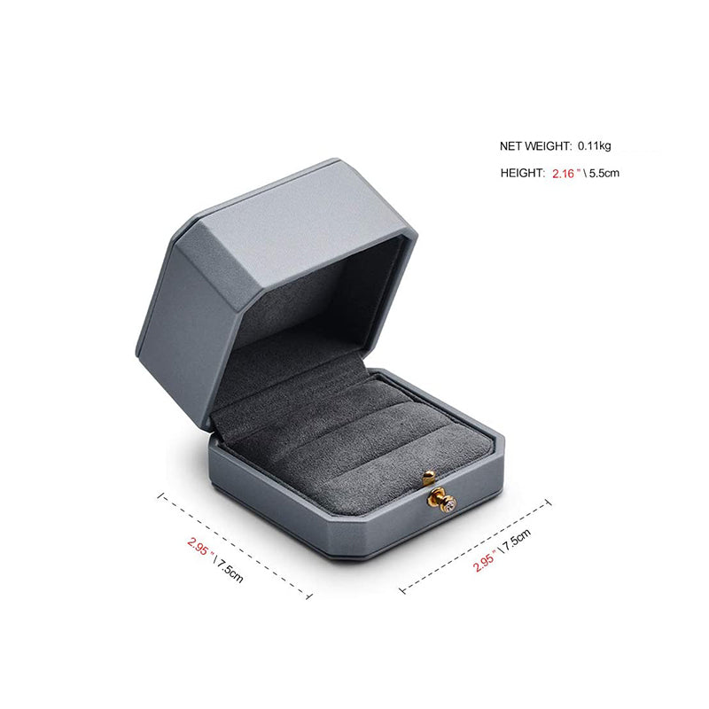 Gray Premium Leatherette Double Rings Box H07502