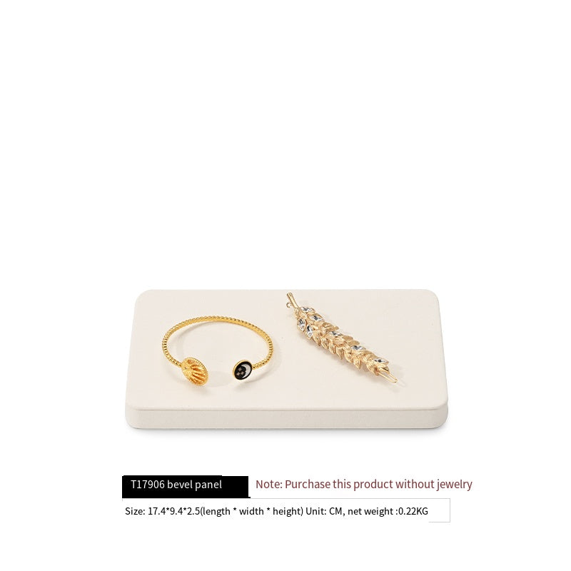 Beige Microfiber Ring Necklace Jewelry Display Set TT179