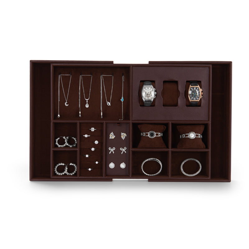 Coffee Retractable Jewelry Storage Tray P12602