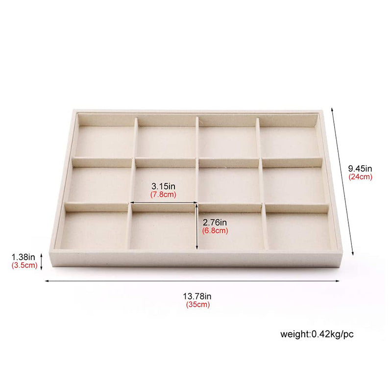 Linen Stackable Jewelry Display Tray 12 Girds P00202