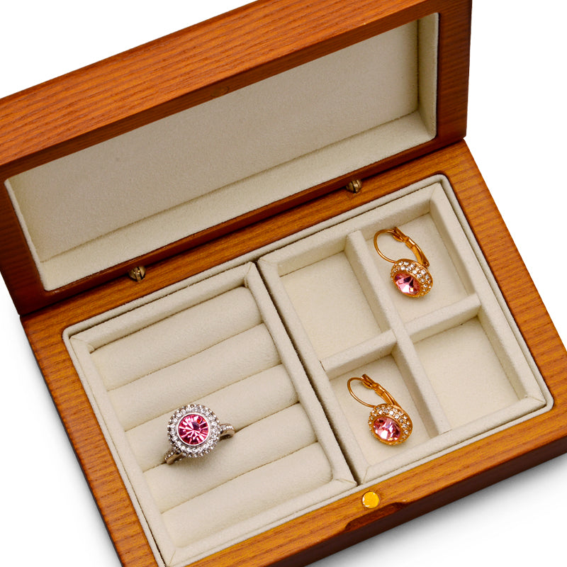 Classic Solid Wood Ring Jewelry Set Box SM155