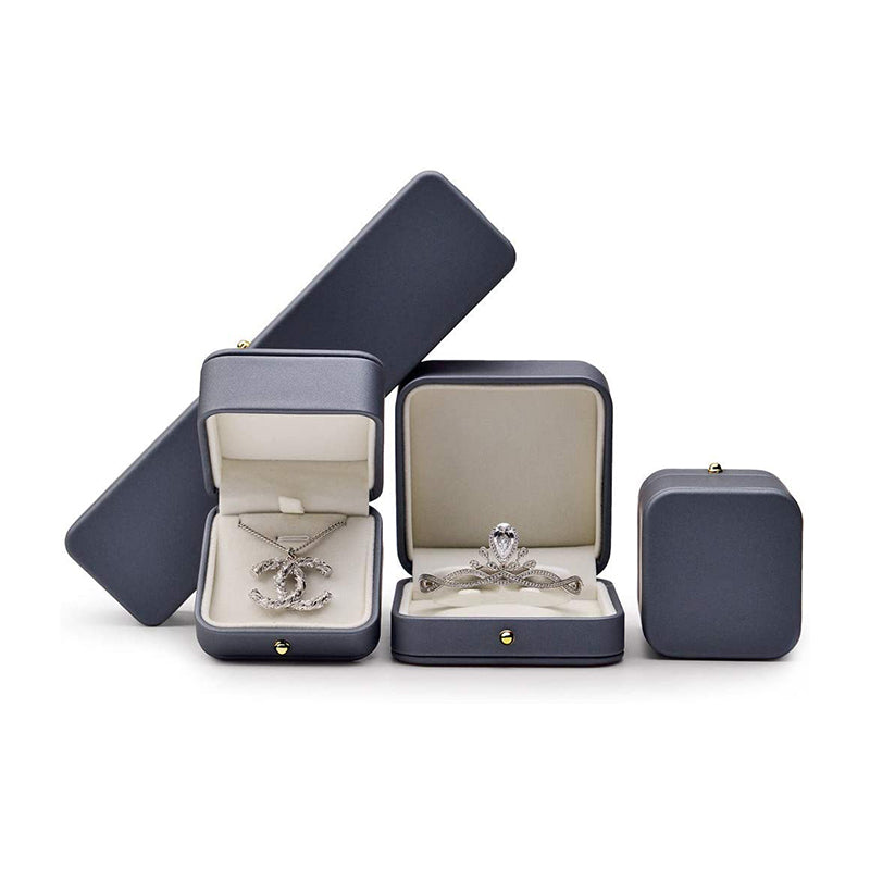 Steel Blue Premium Leather Necklace Pendant Gift Box H06902