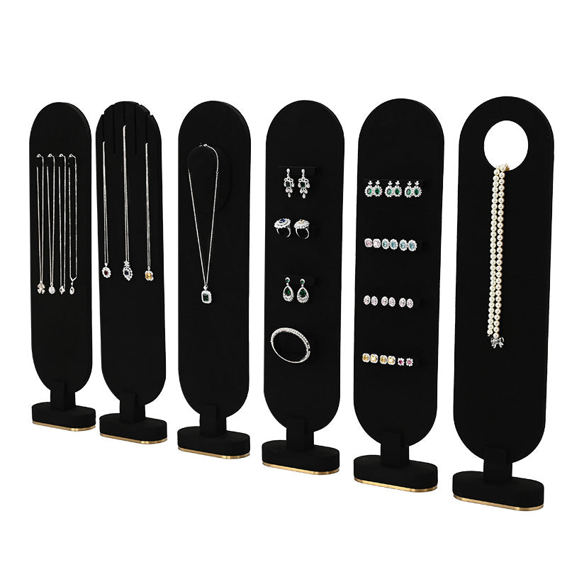 Black Microfiber Magnetic Suction Ring Necklace Jewelry Display Set TT162