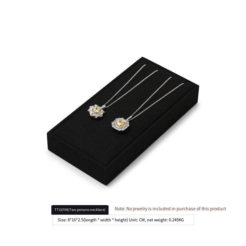 Black Microfiber Ring Necklace Jewelry Display Set TT167