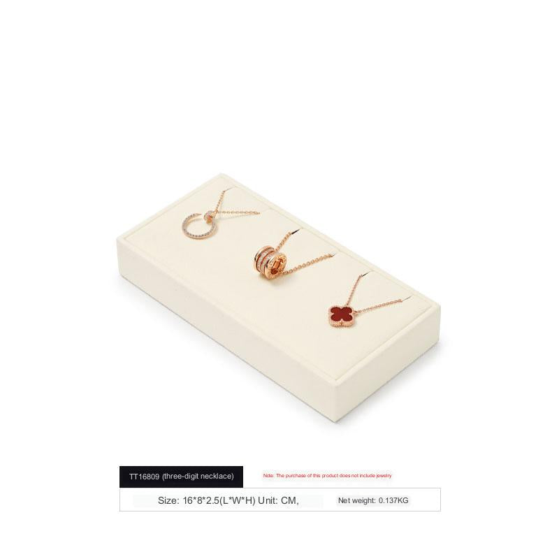 Beige Microfiber Ring Necklace Jewelry Display Set TT168