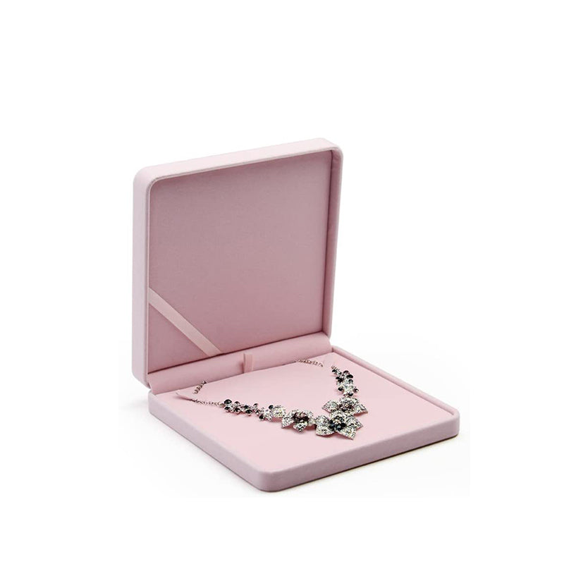 Pink Velvet Large Necklace Jewelry Gift Box H00806