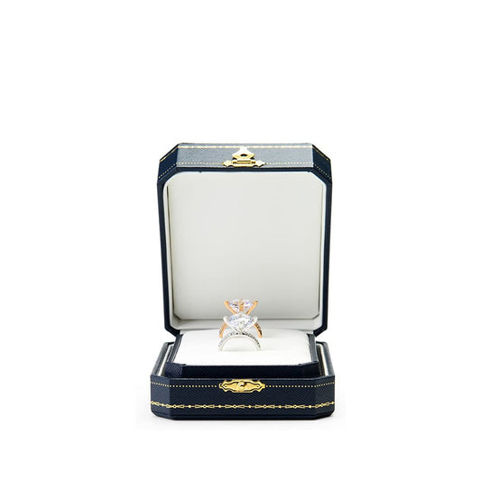 Noble Octagonal Engagement Double Rings Gift Box H04103