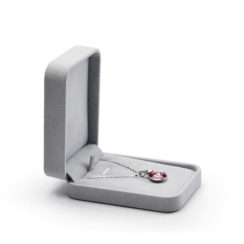 Gray Microfiber Necklace Pendant Gift Box H059