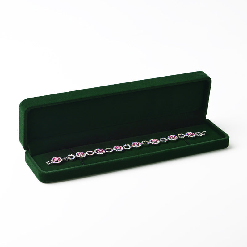 Dark Green Round Corner Velvet Necklace Pendant Gift Box H070