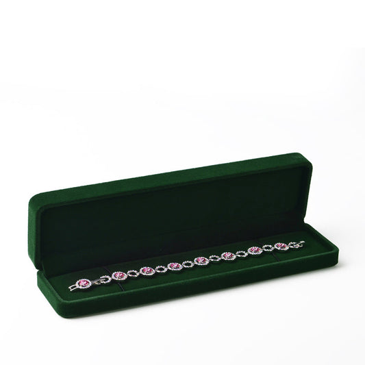 Dark Green Round Corner Velvet Bracelet Chain Gift Box H070
