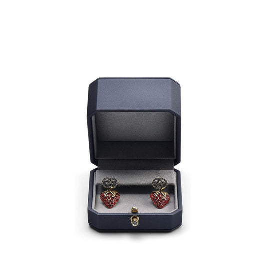 Dark Blue Octagonal PU Leather Earring Gift Box H076
