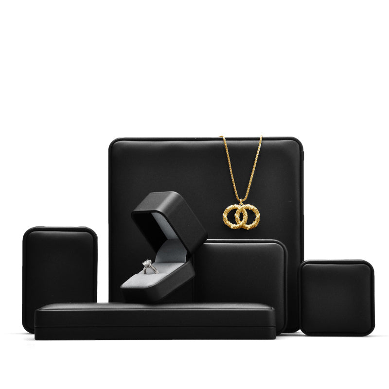 Black Round Corner PU Leather Jewelry Gift Box H095