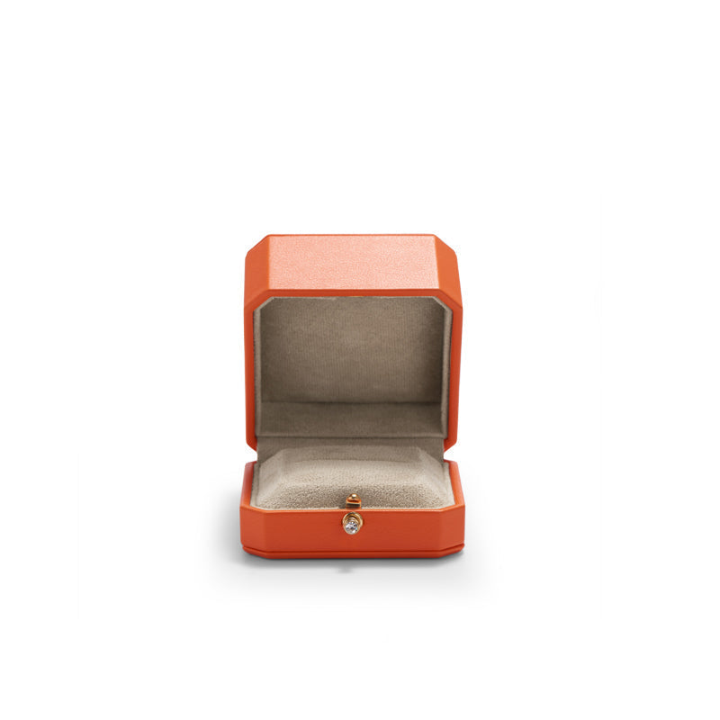 Orange Octagonal Leatherette Earring Box H136