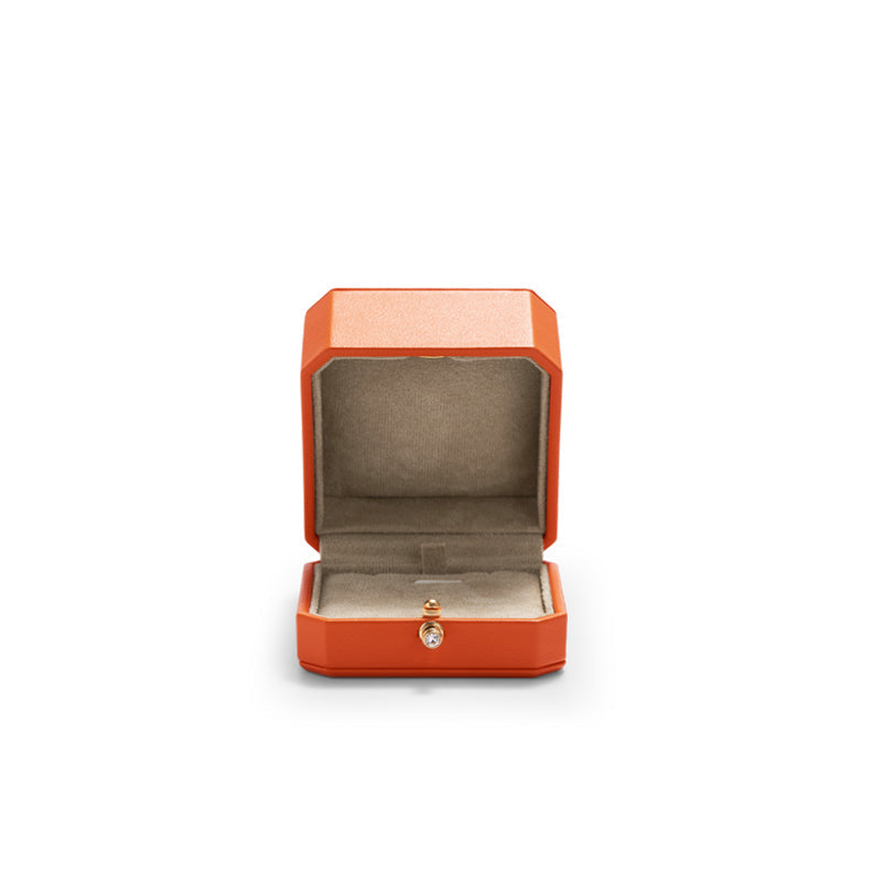 Orange Octagonal Leatherette Earring Box H136