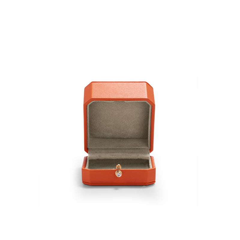 Orange Octagonal Leatherette Jewelry Box H136