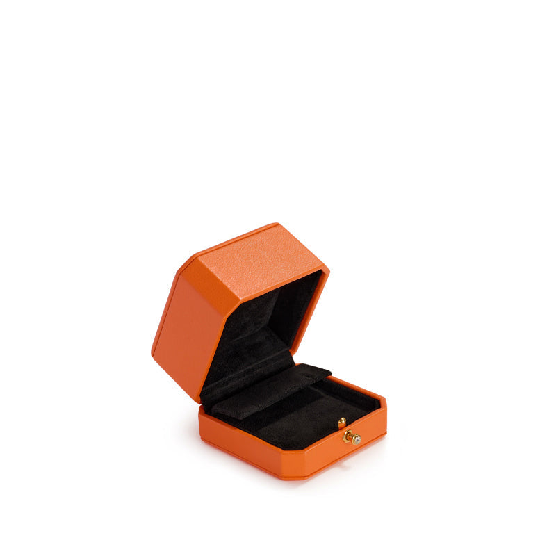 Orange Octagonal Leatherette Necklace Pendant Box H137