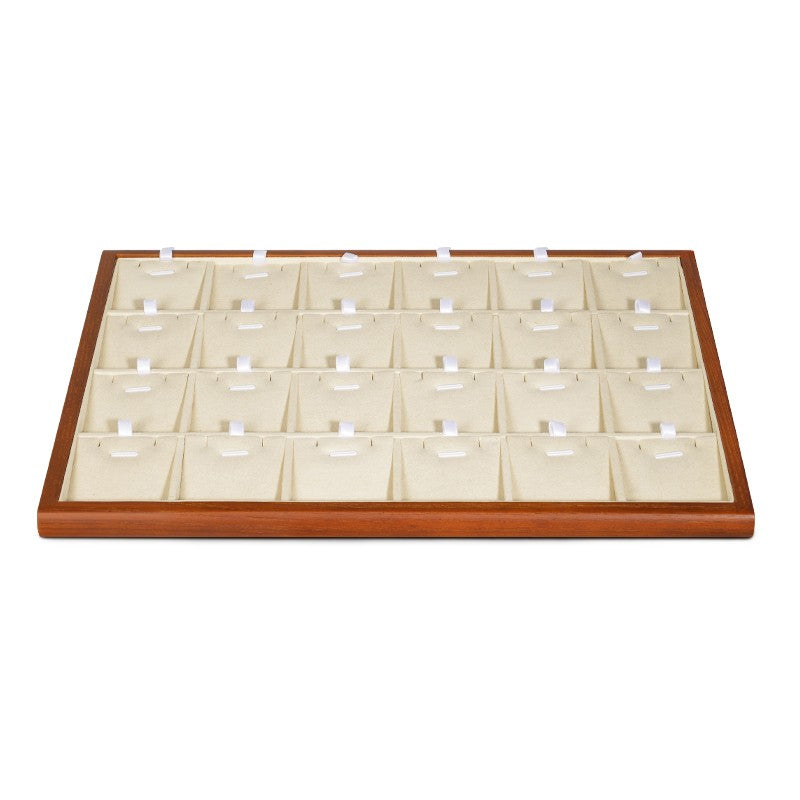 Wood White Microfiber Jewelry Display Tray P082
