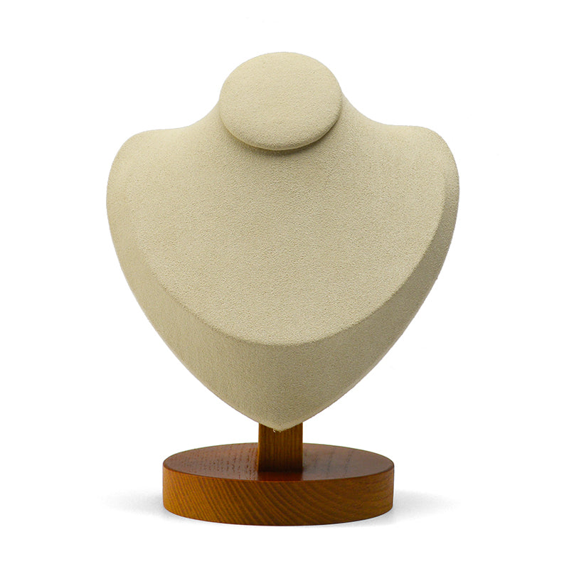 Premium Wood Microfiber Necklace Bust Display Stand SM050