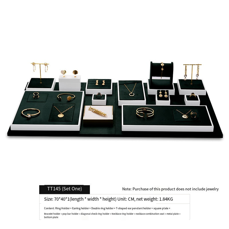 Green Microfiber Ring Necklace Jewelry Display Set TT145