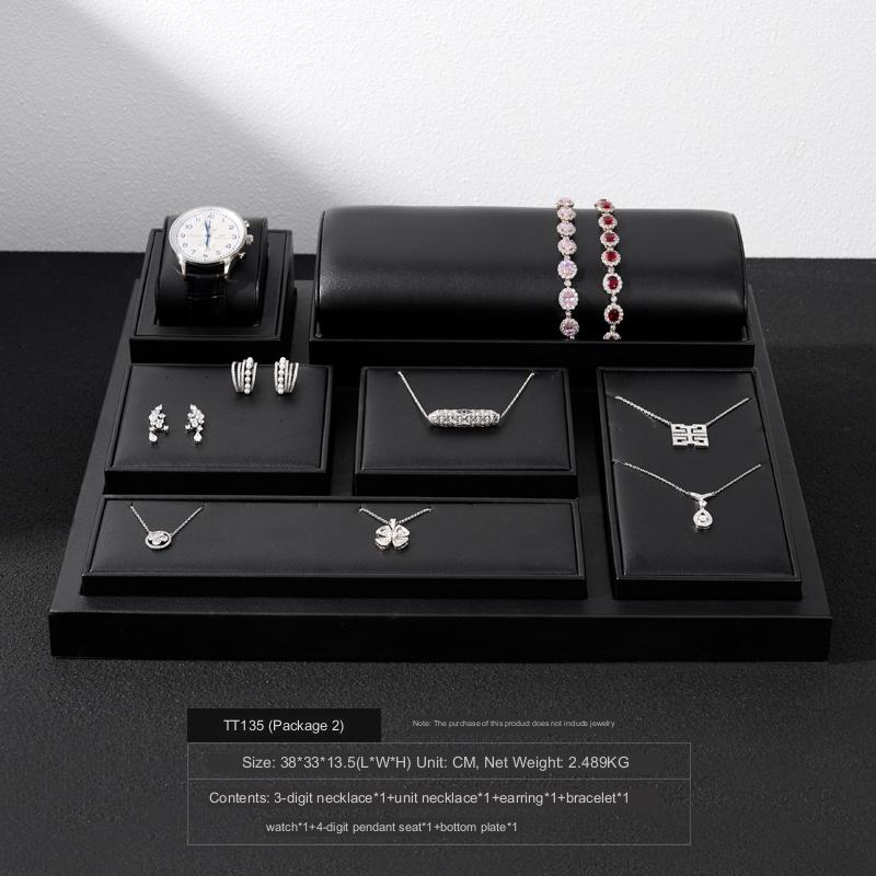 Black PU Leather Ring Jewelry Display Set TT135