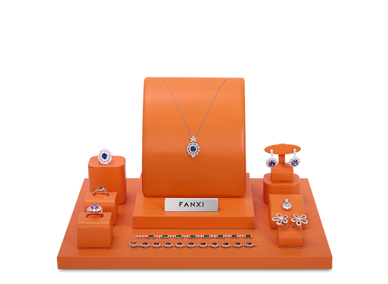 Orange Ring Pendant Earrings Jewelry Display Set TT225
