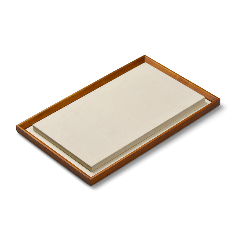 Beige Solid Wood Microfiber Window Counter Jewelry Display Props TT027