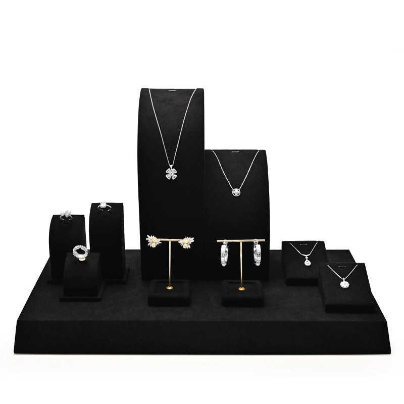 Black Luxury Metal Microfiber Jewelry Display Set TT052