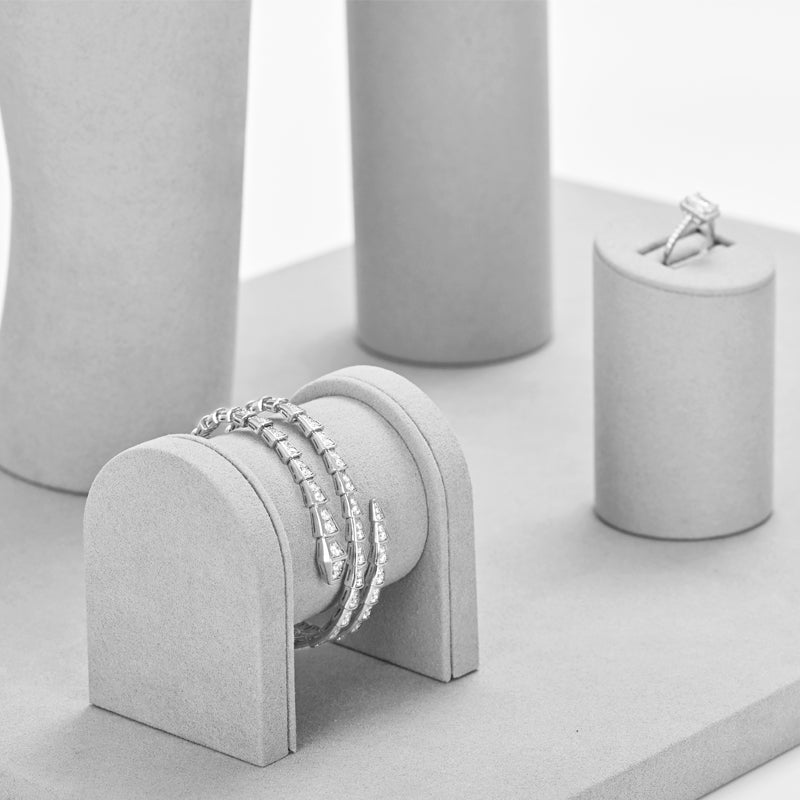 Gray Microfiber Jewelry Showcase Display Set TT057