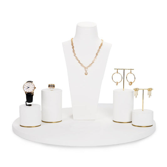 Luxury White PU Leather Jewelry Display Set TT081