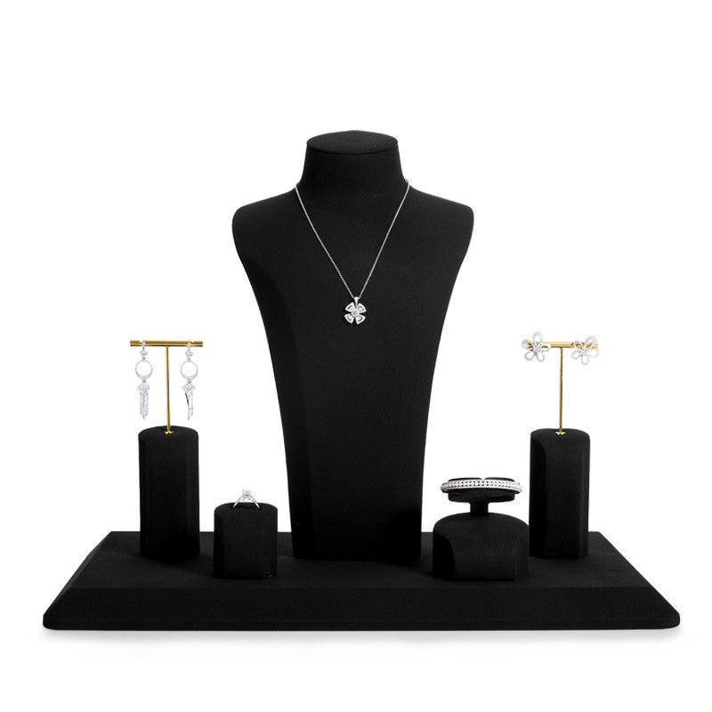 Black Microfiber Jewelry Stand Set