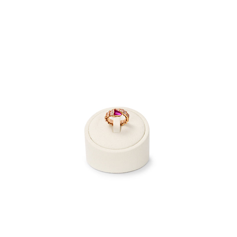 Beige Microfiber Ring Earrings Jewelry Display Set TT155