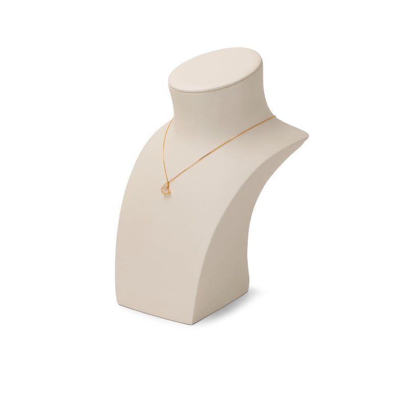 Beige PU Leather Ring Earrings Necklace Jewelry Display Set TT156