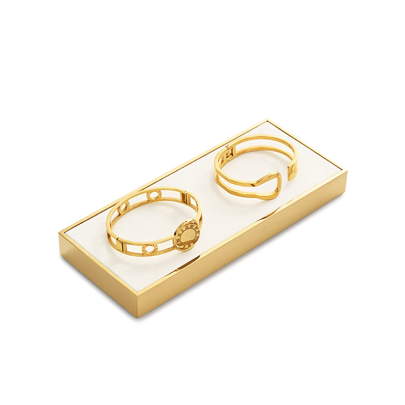 Beige Microfiber Ring Earring Necklace Watch Jewelry Display Set TT194