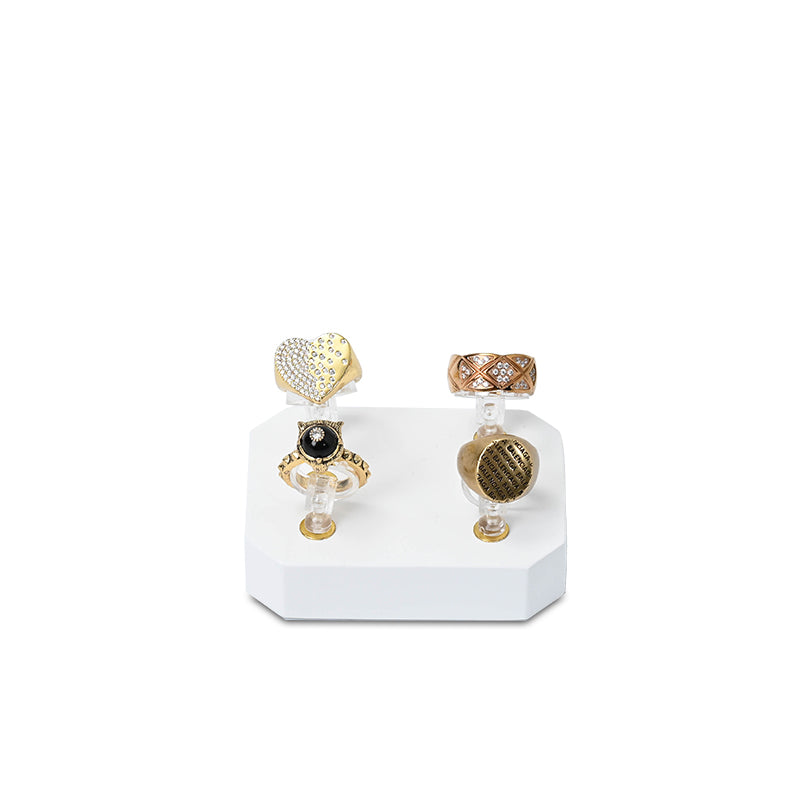 White Rings Earrings Necklace Jewelry Display Set TT241
