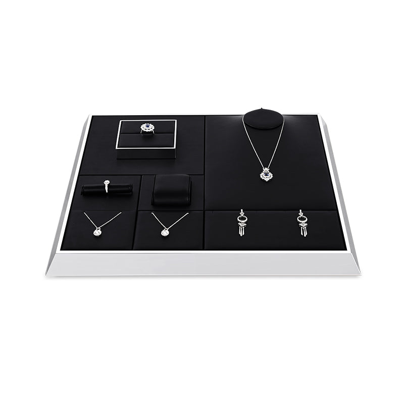 Black Ring Pendant Necklace Jewelry Display Set TT253