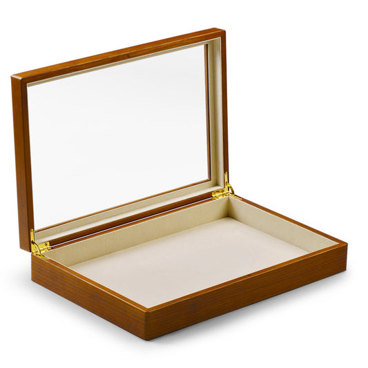 Solid Wood Large Capacity Jewelry Case With Transparent Lid X024