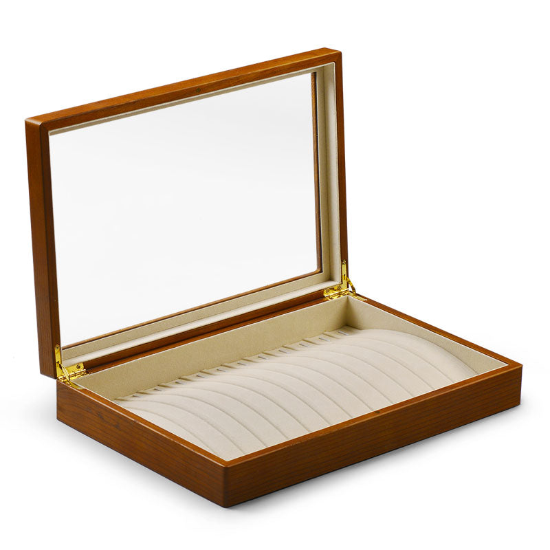 Solid Wood Large Capacity Jewelry Case With Transparent Lid X024